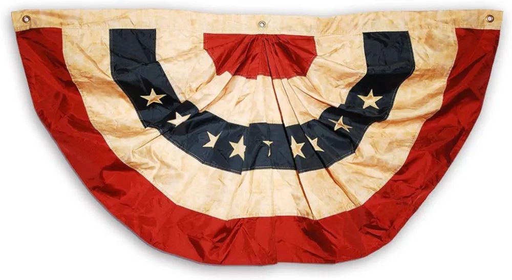 Texupday 2x4 Ft Tea Stained Antique US American Flag Patriotic Stars & Stripes Bunting Half Fan P... | Amazon (US)