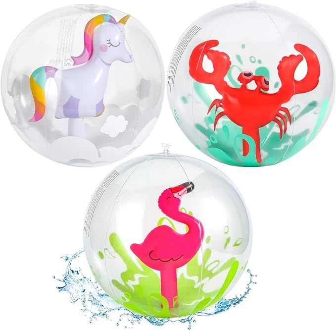 AMOR PRESENT Beach Ball, 16" Glitter Beach Ball Inflatable Beach Balls for Kids & Toddlers Pool B... | Amazon (US)