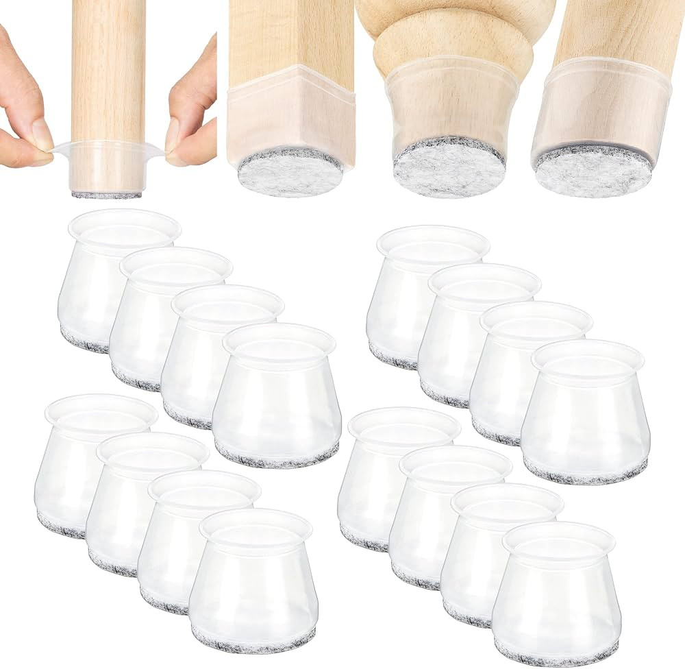 Aneaseit Chair Leg Floor Protectors - 16 pcs Clear - Felt Bottom Silicone Pads for Hardwood Floor... | Amazon (US)