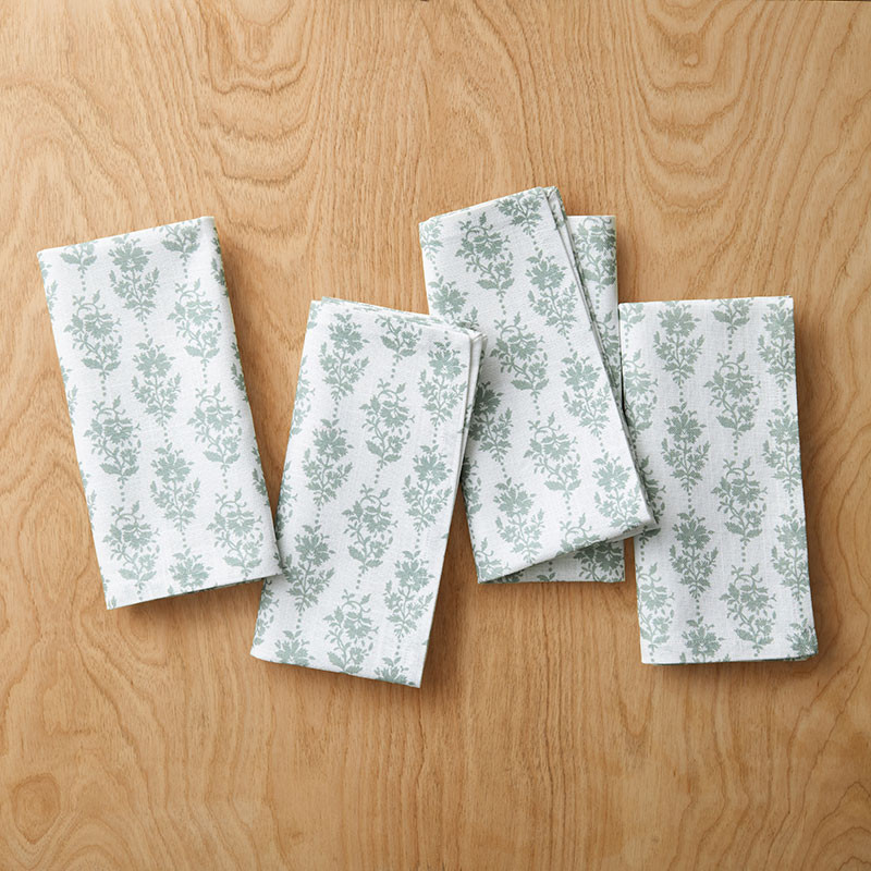 Charming Flower Napkins, Set of 4 - Blue/White, Size 19 x 19, Cotton | The Company Store | The Company Store