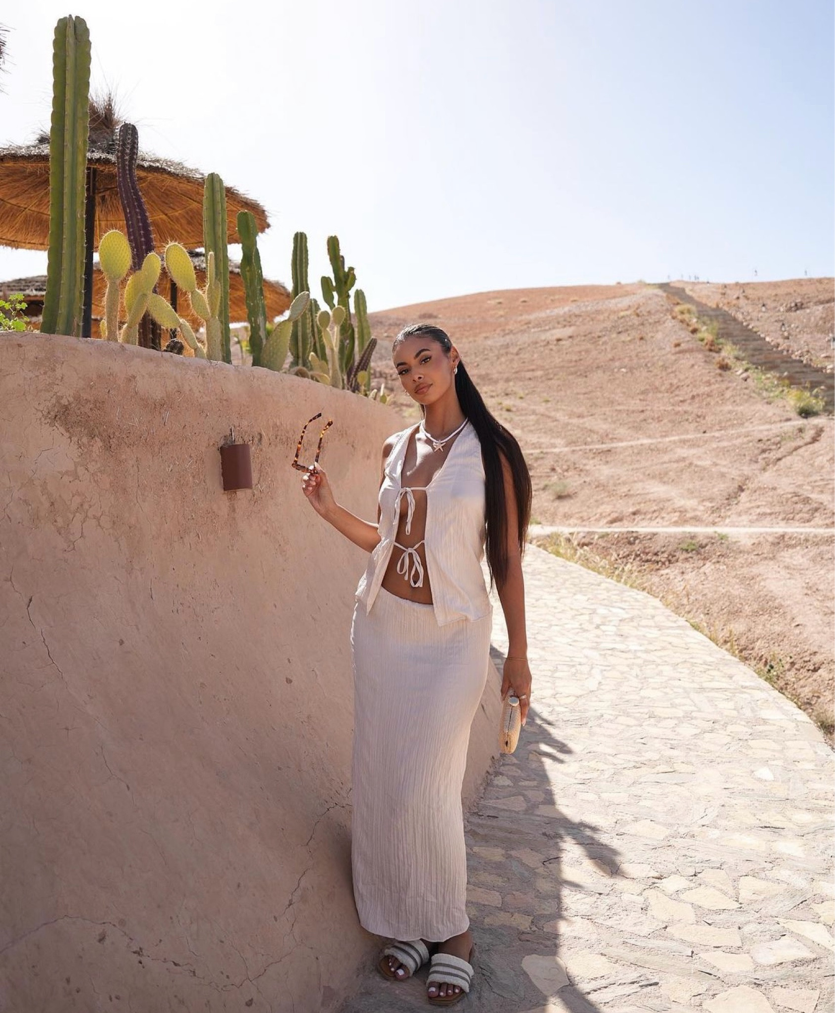 New look, summer outfit, holiday outfit, tie front top, maxi skirt, cream co-ord, clutch bag, flat sandals, summer outfits, holiday outfits

#LTKsummer #LTKeurope #LTKstyletip