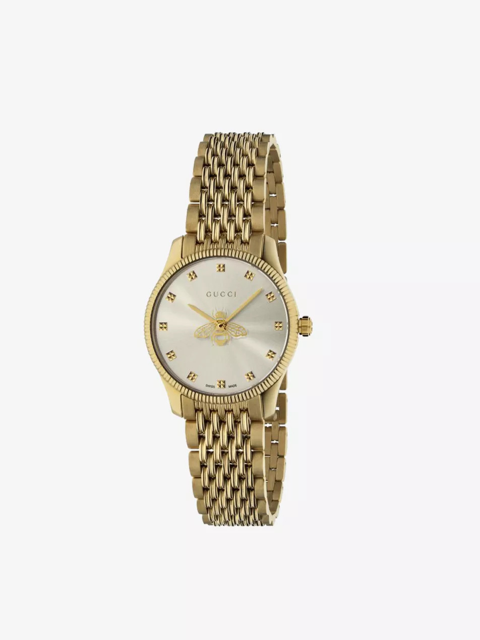 YA1265021 G-Timeless Slim yellow-gold PVD watch | Selfridges
