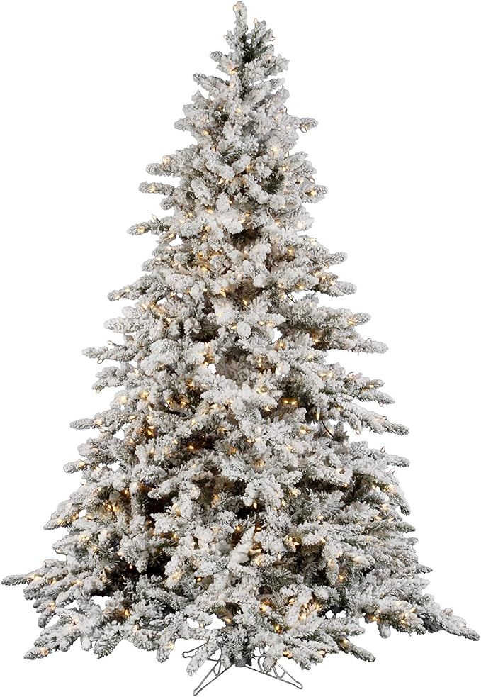 Vickerman 7.5' Flocked Utica Fir Artificial Christmas Tree, Clear Lights - Snow Covered Faux Tree... | Amazon (US)
