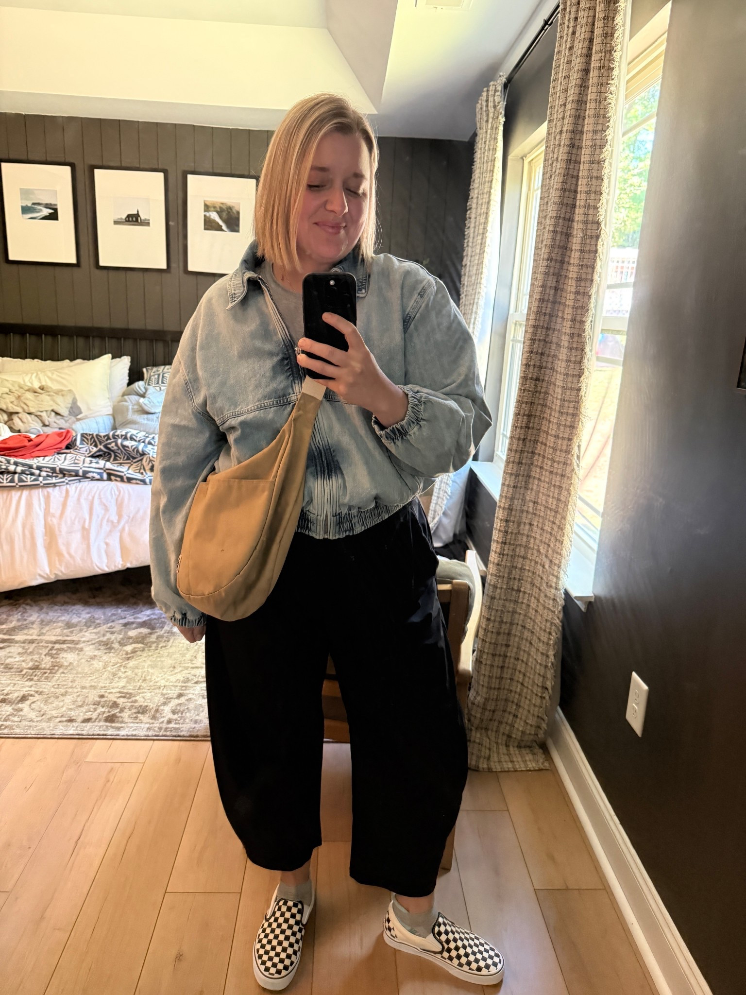 Bag is walker family goods but similar to baggu! 

Bottoms size L, jacket M