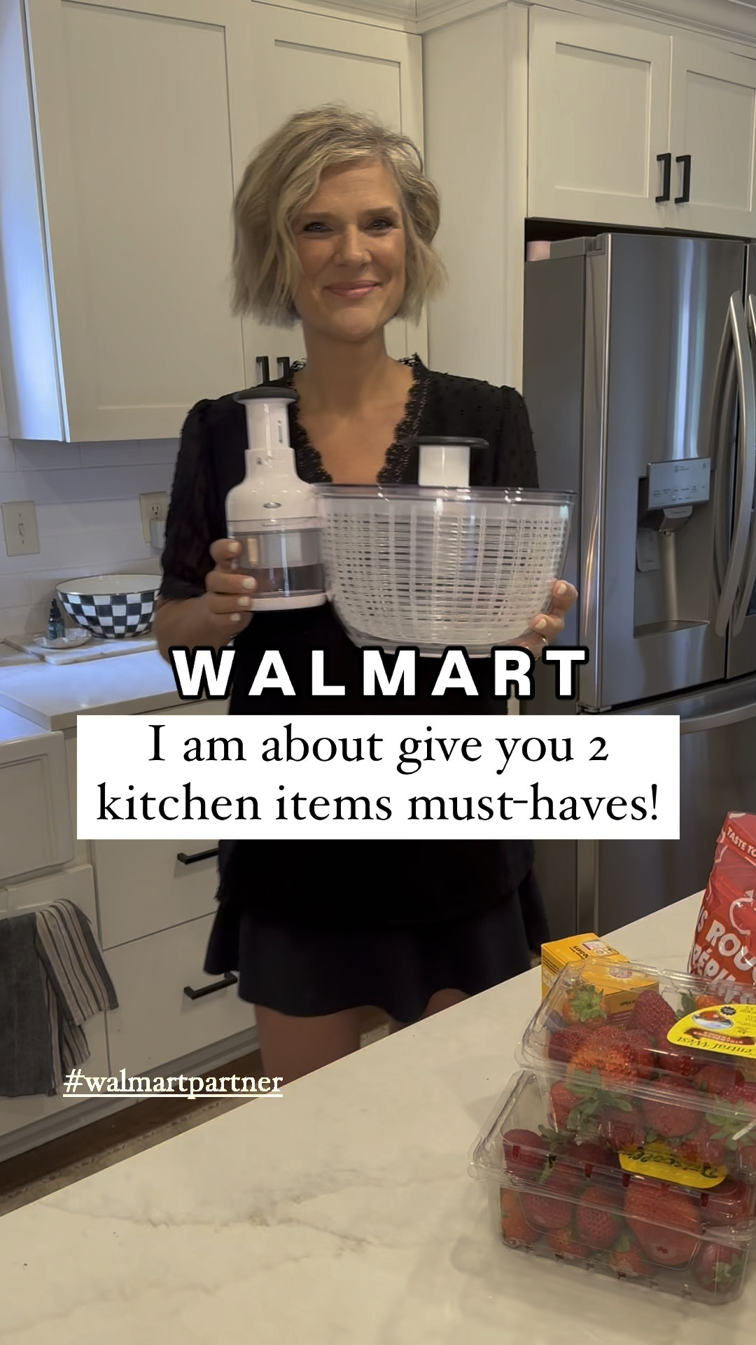 Two must have kitchen items on @walmart #walmartpartner  I use pretty much on the daily! The salad spinner (can you believe what the water looked like from washing the berries with water and baking soda)? And the food chopper keeps me from going through a drive through bc of how easy it is to make a salad. #walmartmusthaves 

#LTKVideo #LTKHome #LTKSeasonal