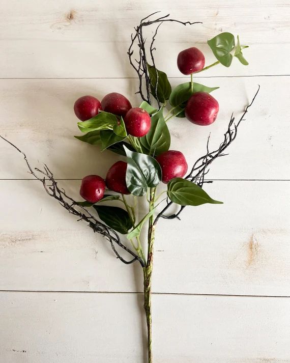 Red Apple Stems 3pcs  Fall Decor Spring Decor  Red Apples  - Etsy | Etsy (US)