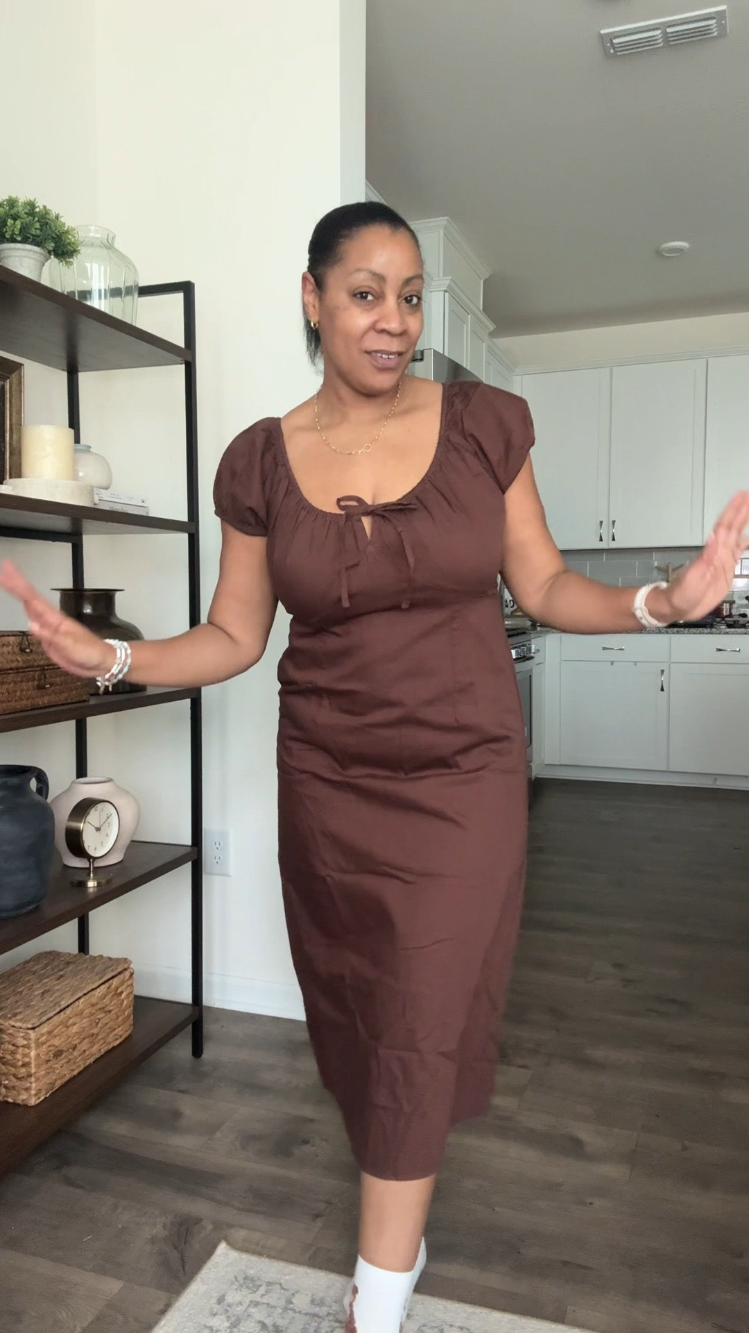 Scoop neck midi dress 🤎 wearing large 

#LTKSeasonal #LTKMidsize #LTKootd