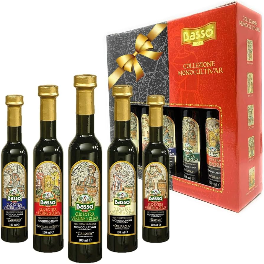 BASSO 1904 - Extra Virgin Olive Oil Gift Set, Experience 5 Olive Oil Varieties, First Cold Presse... | Amazon (US)