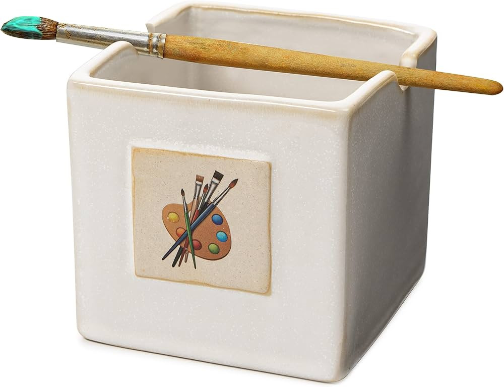 Painters Artist Cup, Paint Brush Holder & Cleaner 3.5" H 3" W - Gift Paint Mixing Cup, Elegant Pa... | Amazon (US)