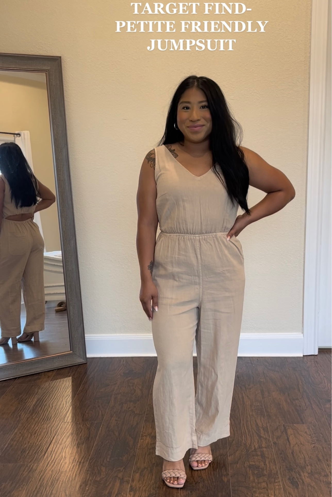 Target jumpsuit! I’m 4”11 wearing an XS 
#targetstyle #target 

#LTKunder50 #LTKunder100 #LTKSeasonal