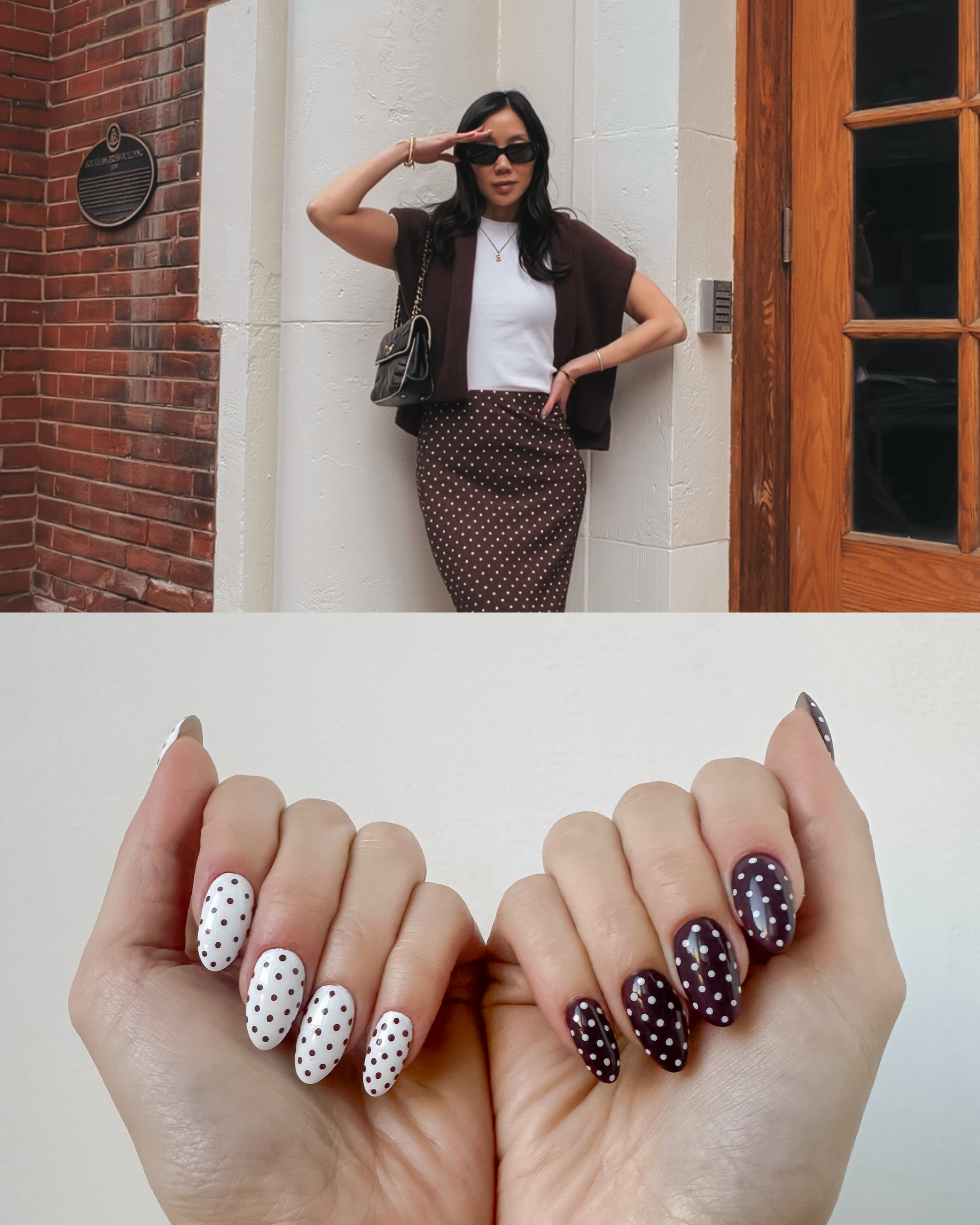 Chocolate Polka Dots, Zero Regrets — Summer Outfit Linked
This is the summer look I didn't see coming: polka dot maxi, white Aritzia tee, comfort sneakers and a borrowed Chanel. Tonal, effortless, surprisingly versatile. The whole look is linked here — shop it all on LTK.

#LTKgrwm #LTKSaleAlert #LTKootd