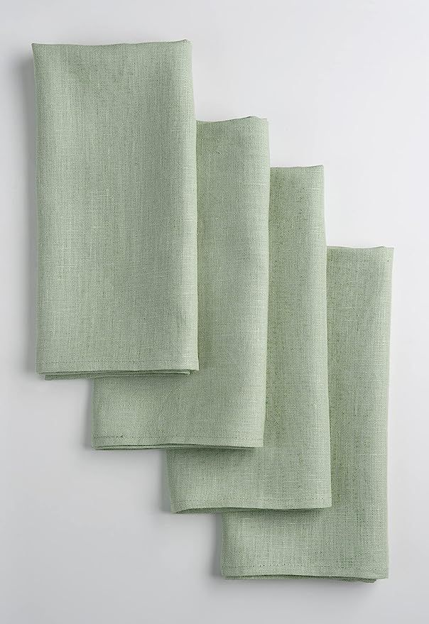 D'Moksha Homes Sage Green Linen Napkins Set of 4-18 x 18 Inch, 100% Pure Linen, Sage Green Cloth ... | Amazon (US)