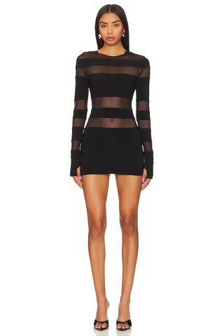 Spliced Long Sleeve Pickleball Dress in Black & Black Mesh | Revolve Clothing (Global)