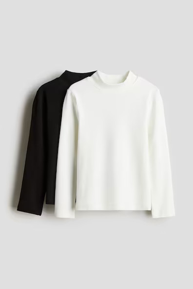 H & M - 2-pack Turtleneck Tops - White | H&M (US + CA)