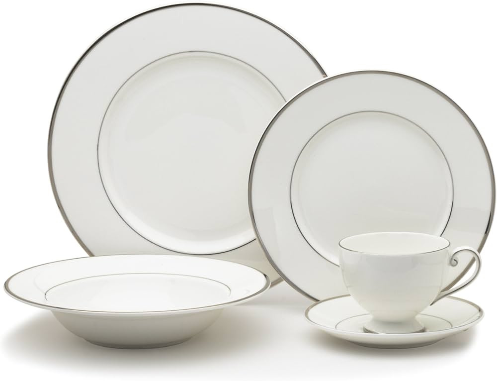 Mikasa Cameo Platinum 40-Piece Dinnerware Set, Dinner,Salad,Cereal, Fruit, Service for 8,White | Amazon (US)