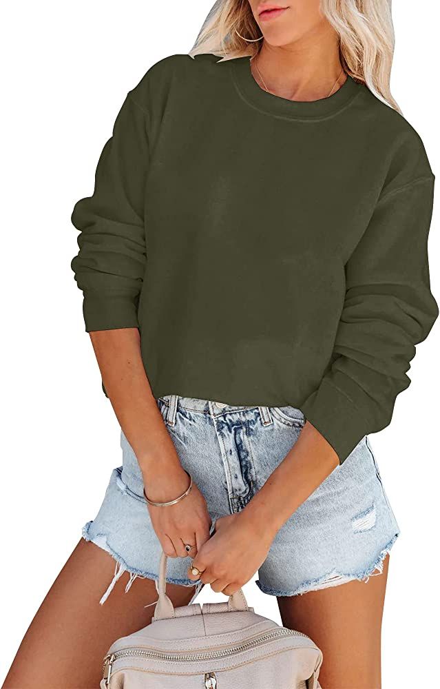 Yuccalley Women's Sweatshirt Long Sleeve Casual Pullover Crew Neck Basic Tops | Amazon (US)