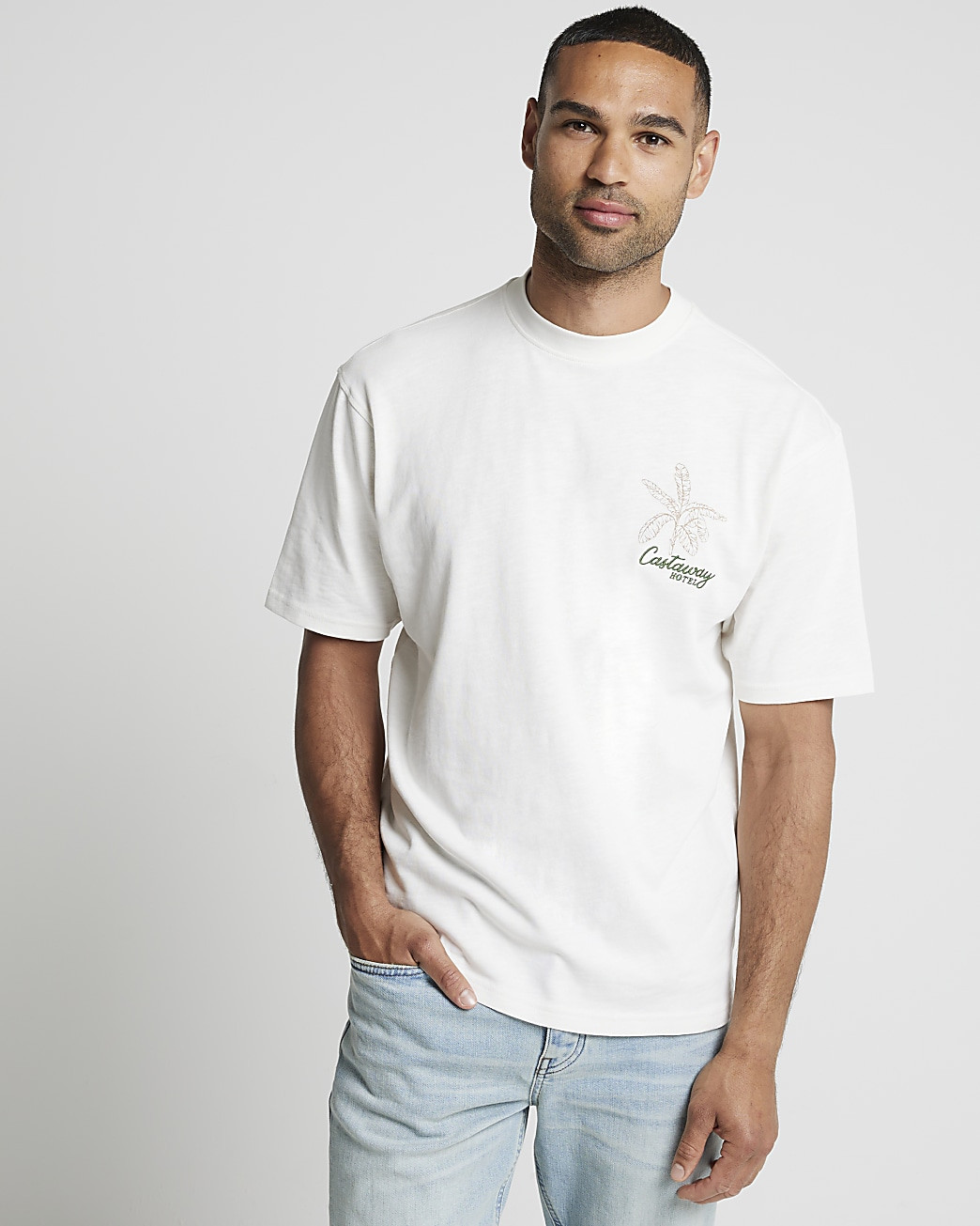 Ecru regular fit graphic print t-shirt | River Island (UK & IE)