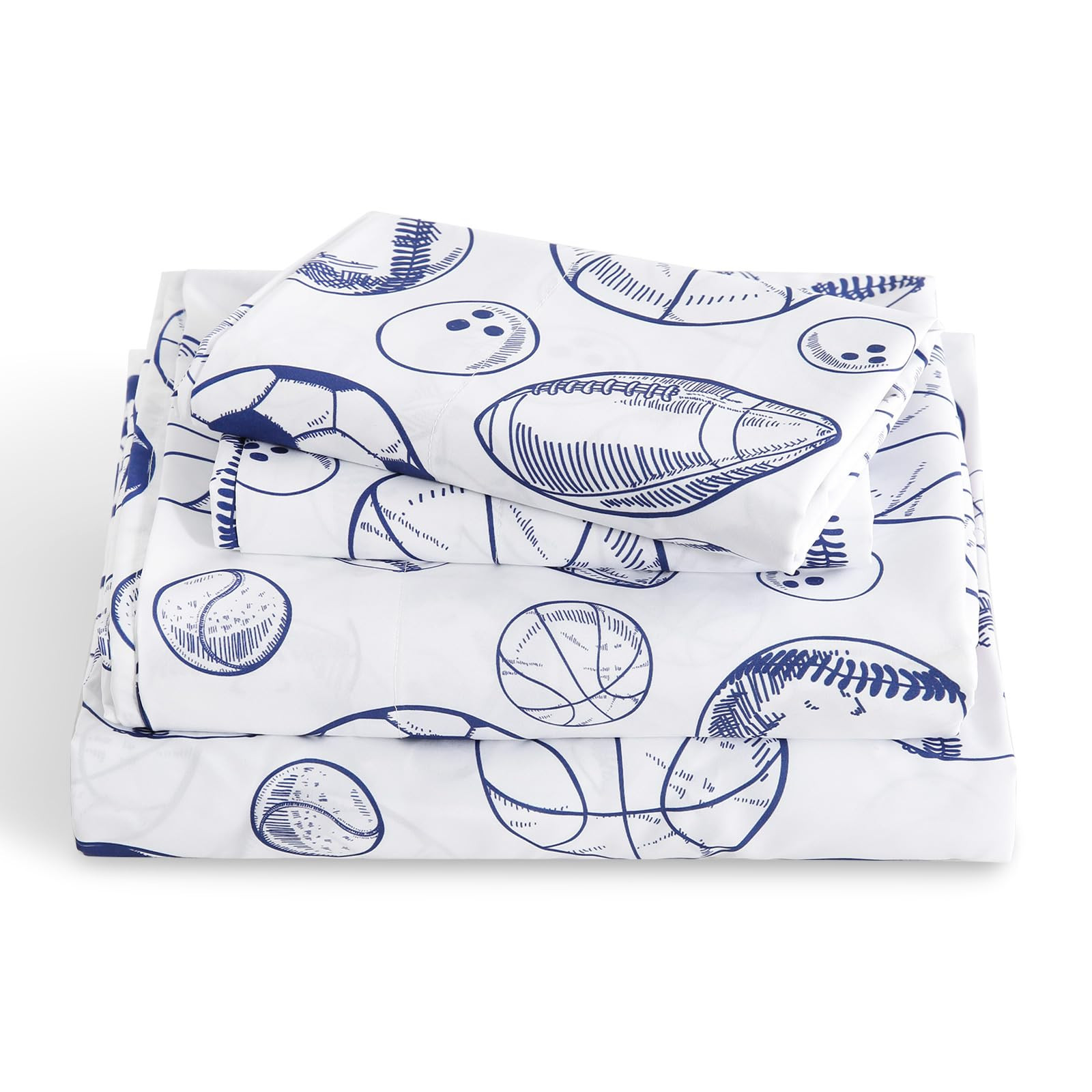 LONAVA Twin Sheet Set Kids - 3 Pieces Soft Microfiber Cartoon Style Bedsheets for Boys Girls Teens, Oeko TEX, Breathable Deep Pocket Sheets, (Ball Sports) | Amazon (US)