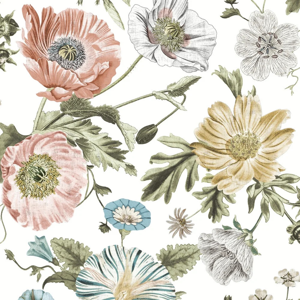 RoomMates Vintage Poppy Peel & Stick Wallpaper, 20.5 in x 18 ft, 30.75 Sq. ft | Walmart (US)