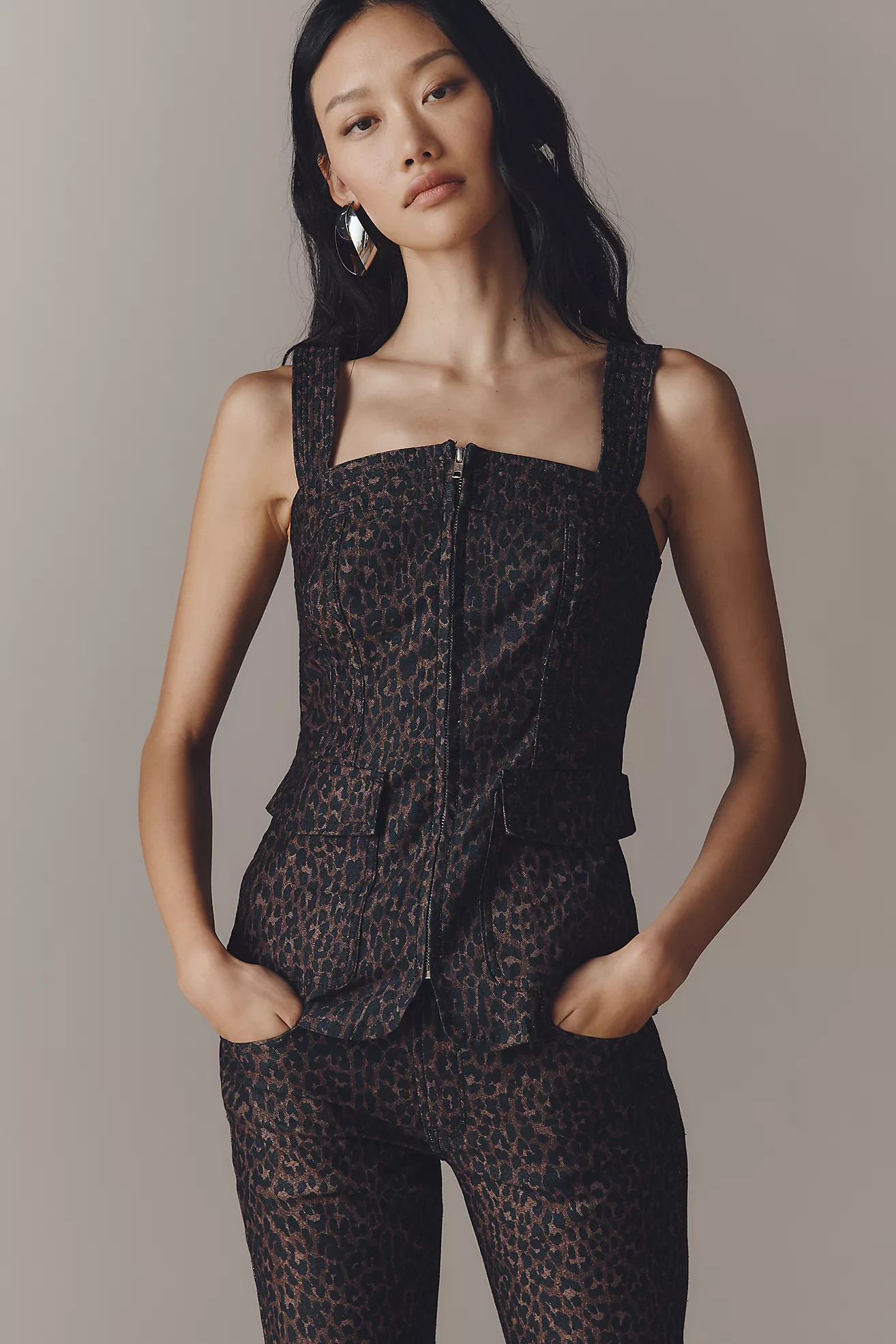 Pilcro Zip-Front Square-Neck Tank | Anthropologie (US)