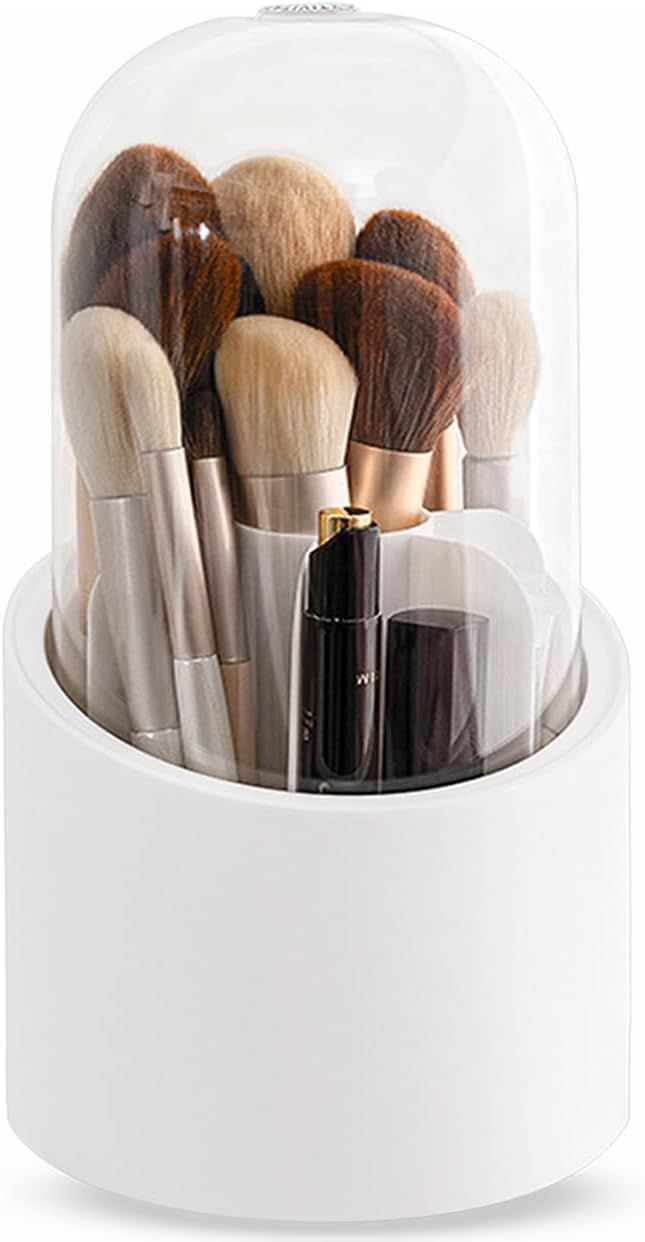 Lebenrich Makeup Brush Holder Organizer with Lid, Rotating Dustproof Make Up Brushes Container wi... | Amazon (US)