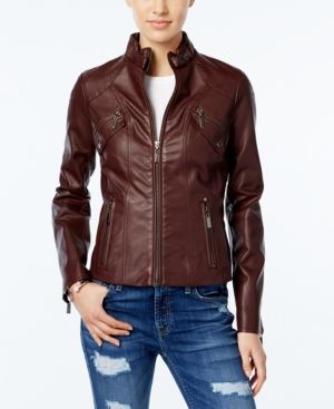 Jou Jou Juniors' Faux-Leather Moto Jacket | Macys (US)