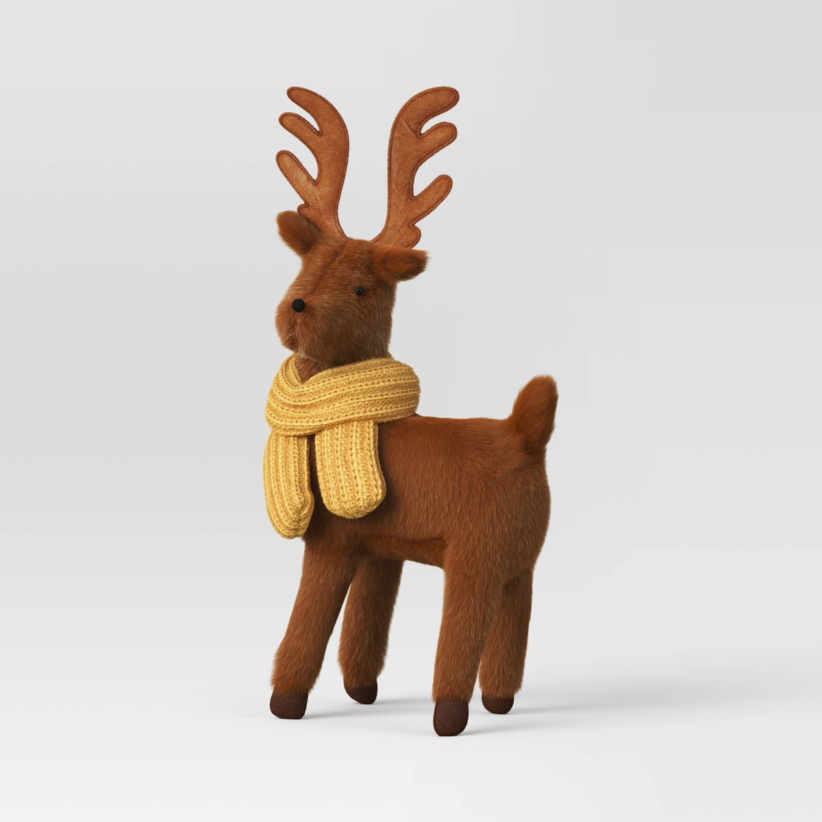 14.5" Plush Deer Wearing Scarf Animal Christmas Figurine - Wondershop™ Brown/Ochre | Target
