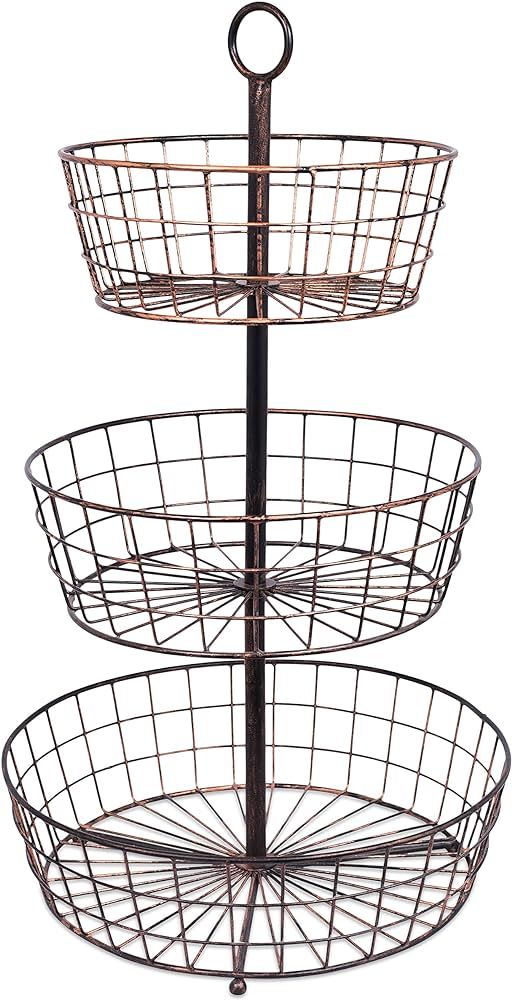 BirdRock Home 3 Tier Wire Fruit Basket Bowl - Round Metal Standing Storage Baskets - Vegetable Ga... | Amazon (US)