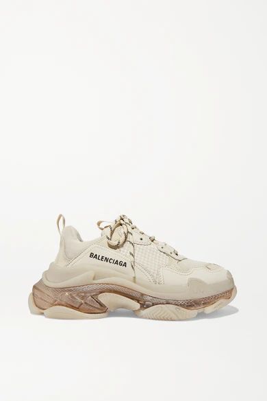 Triple S Clear Sole logo-embroidered leather, nubuck and mesh sneakers | NET-A-PORTER (UK & EU)
