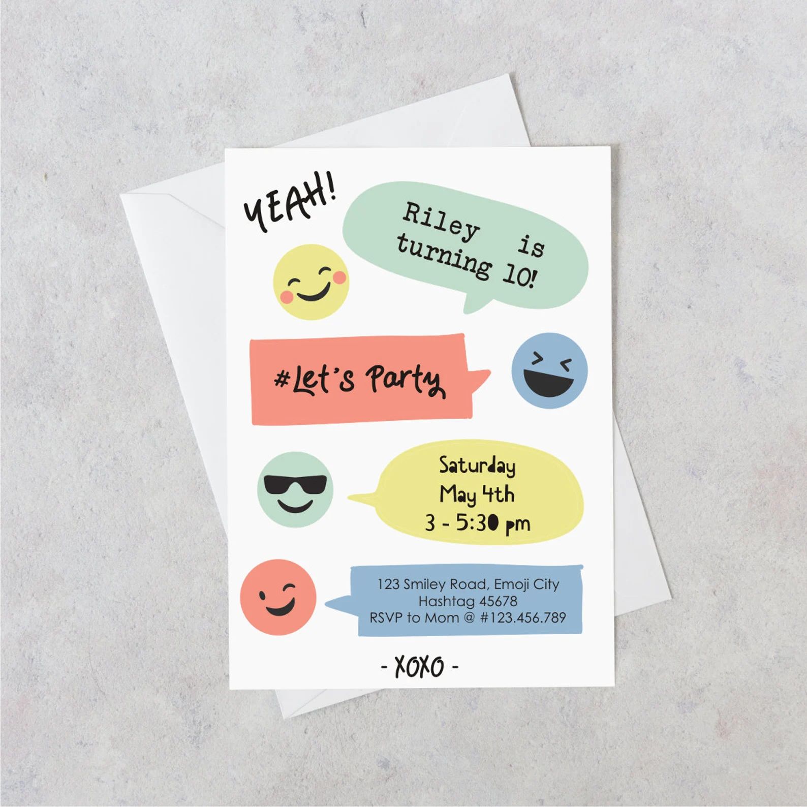 Emoji Invitation Printable Meri Meri Style Emoji Invite | Etsy | Etsy (US)