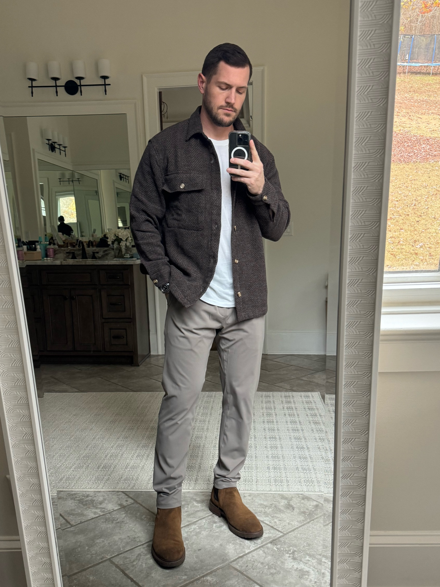Men’s fall Thanksgiving outfit flannel jacket stretchy pants staple tee shirt favorite boots all TTS large tops 34x30 pants 12 boot 

⭐️ 25% off EVERYTHING + extra 15% off with code CYBERAF!! ⭐️

#LTKmens #LTKHoliday #LTKCyberWeek