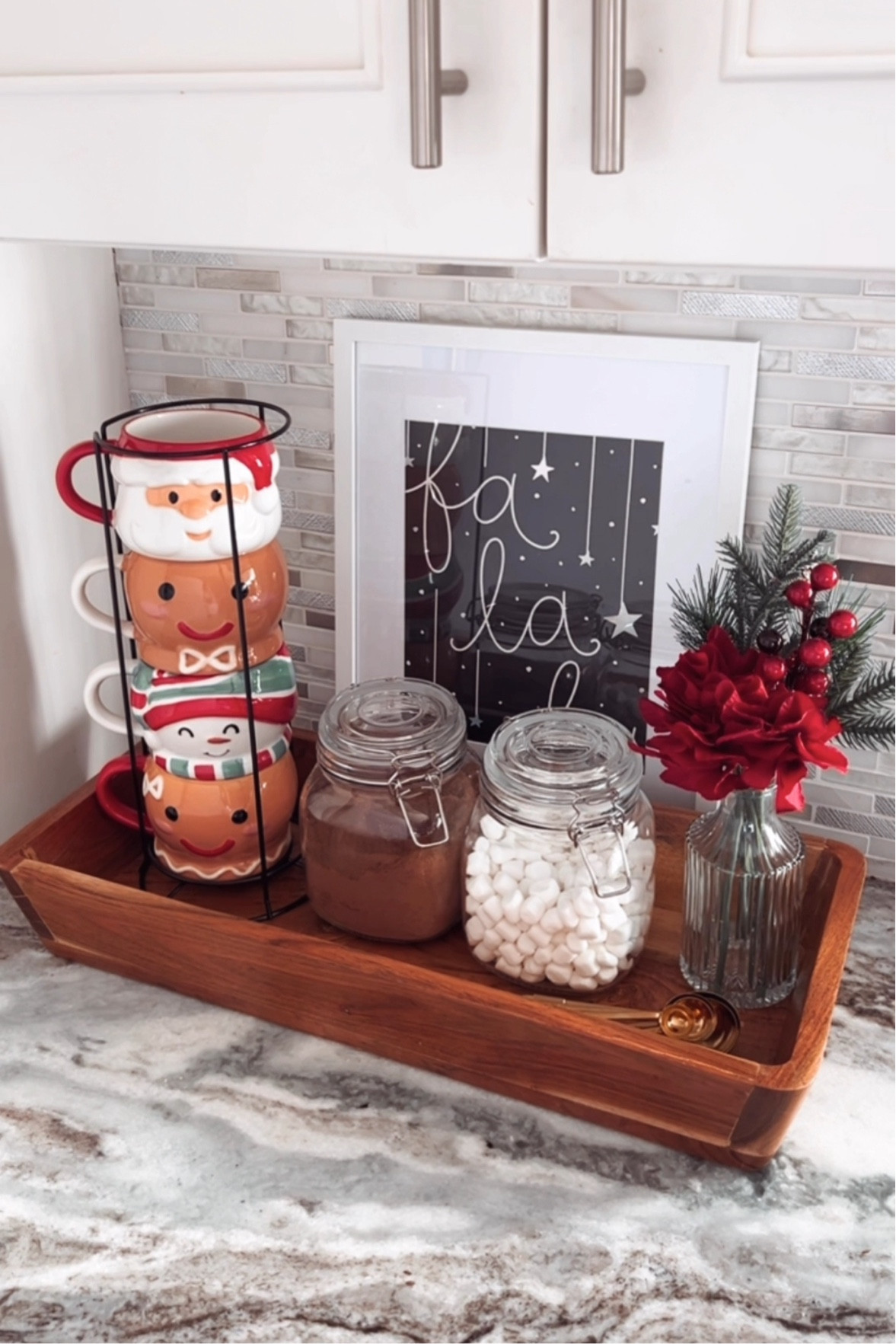 Walmart hot cocoa bar idea! I love this wooden bowl, I’ve actually had it for a while now and use it year round for seasonal decor. Very sturdy so you could move the hot cocoa bar around or even give as a gift! I love the mugs too (so do my children). The “artworks” is a framed gift bag. #walmart #walmartholiday decorations Christmas kitchen ideas inspo

#LTKHome #LTKParties #LTKHoliday