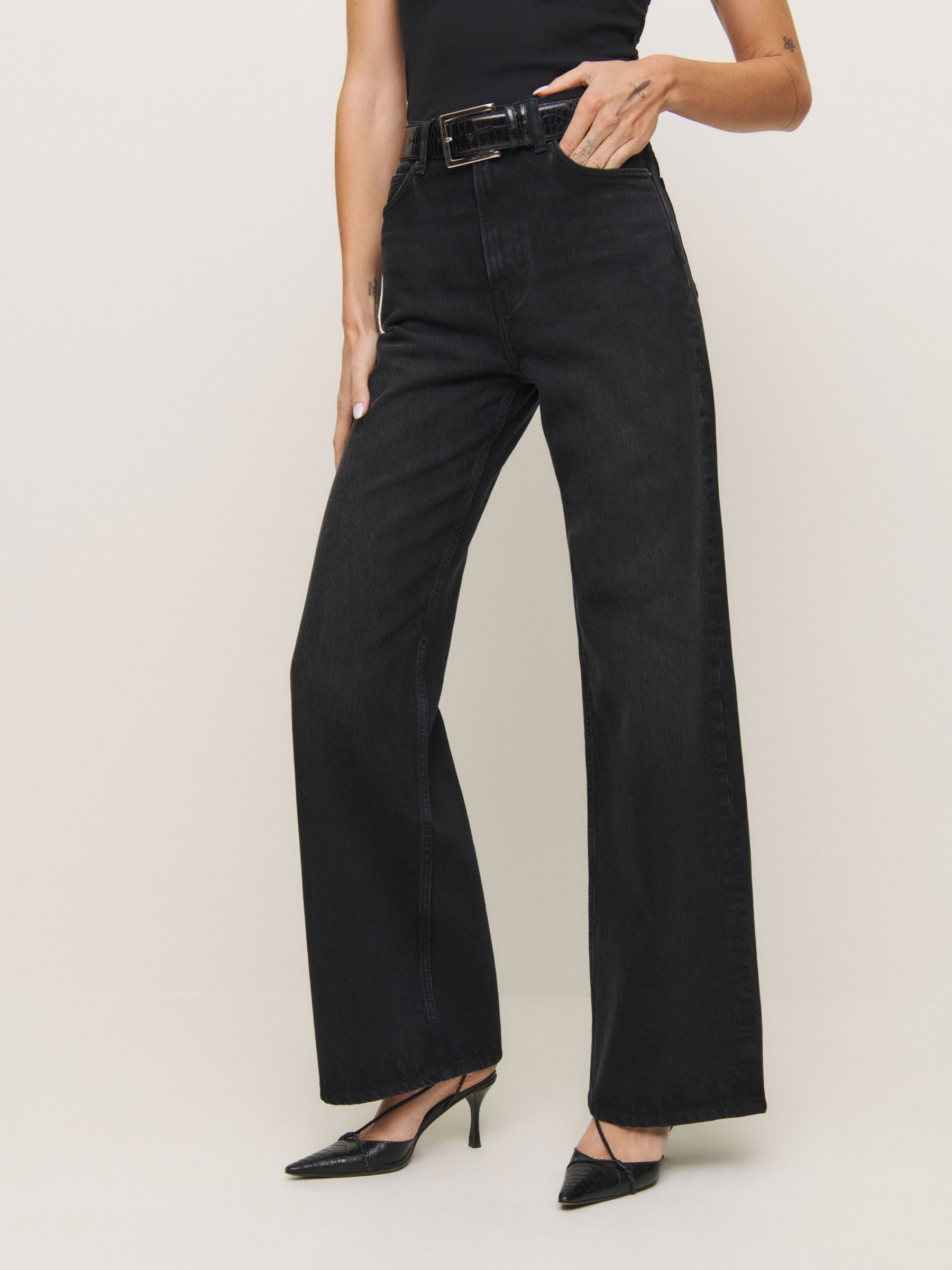 Cary High Rise Slouchy Wide Leg Jeans | Reformation (Global)