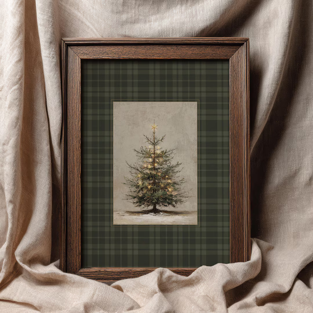 Green Plaid Christmas Tree Print: Vintage Style Holiday Printable Wall Art (digital Download) - E... | Etsy (US)