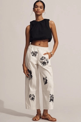 The Izzie Printed Pull-On Barrel Pants by Pilcro | Anthropologie (US)