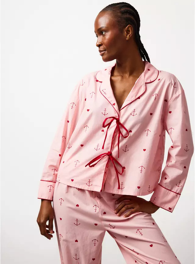 Pink Anchor & Heart Print Traditional Pyjamas 22 | Tu Clothing