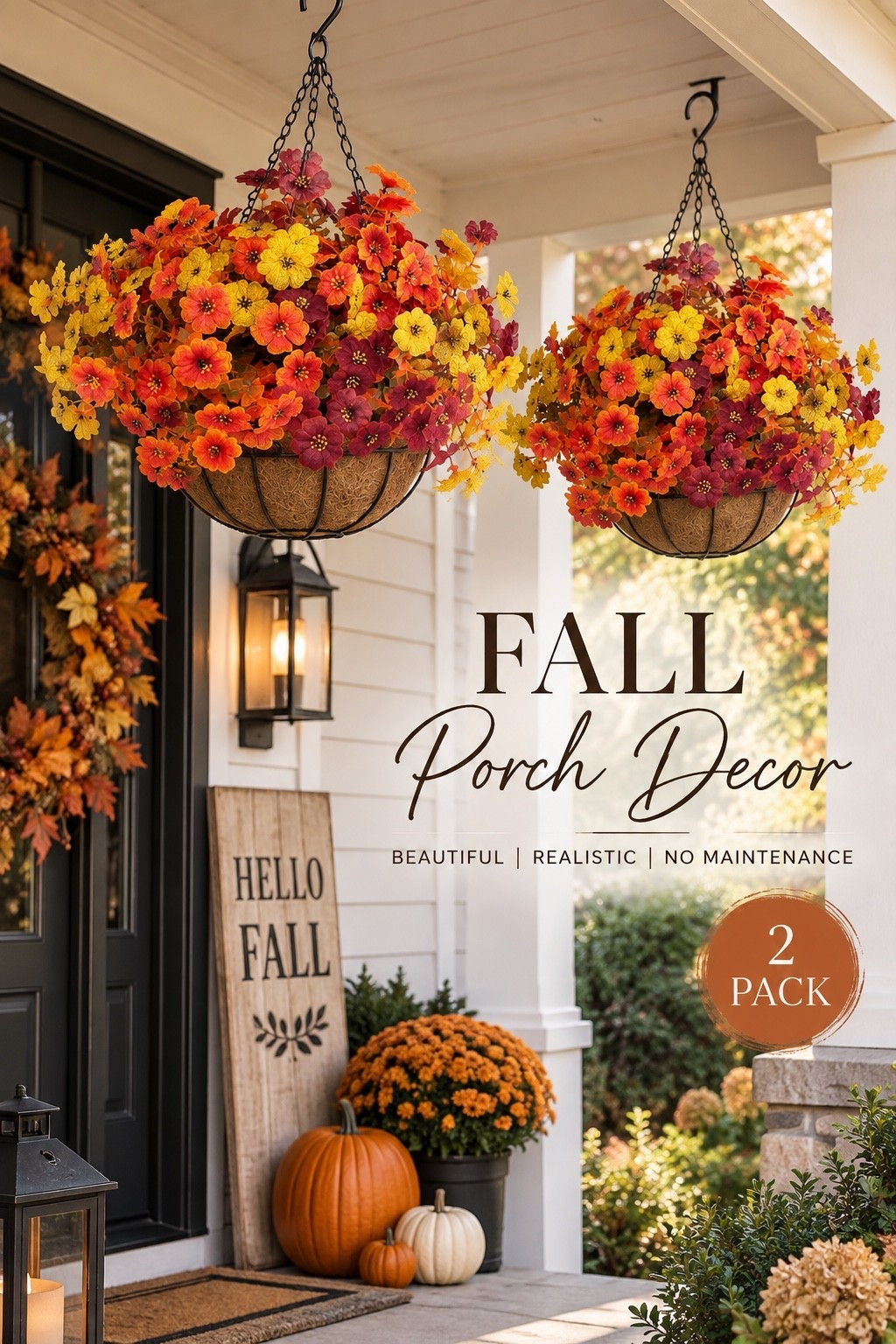 Fall porch decor, faux mums in hanging baskets

#LTKHome #LTKSeasonal #LTKmomlife
