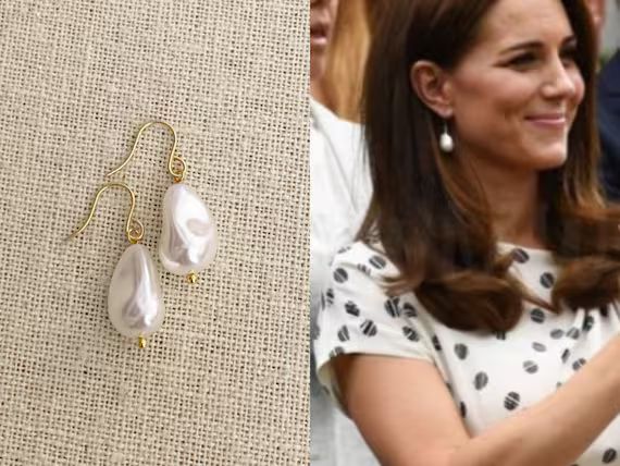 Kate Middleton Duchess Crystal White Baroque Pearl Teardrop - Etsy | Etsy (US)