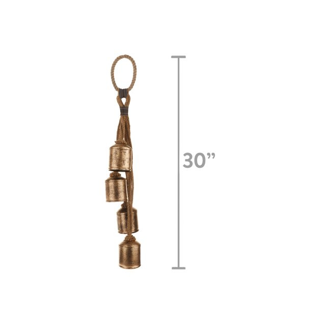 4 Count Metal Hanging Bells Christmas Decoration, Antique Gold Finish, 28.75 in, by Holiday Time | Walmart (US)
