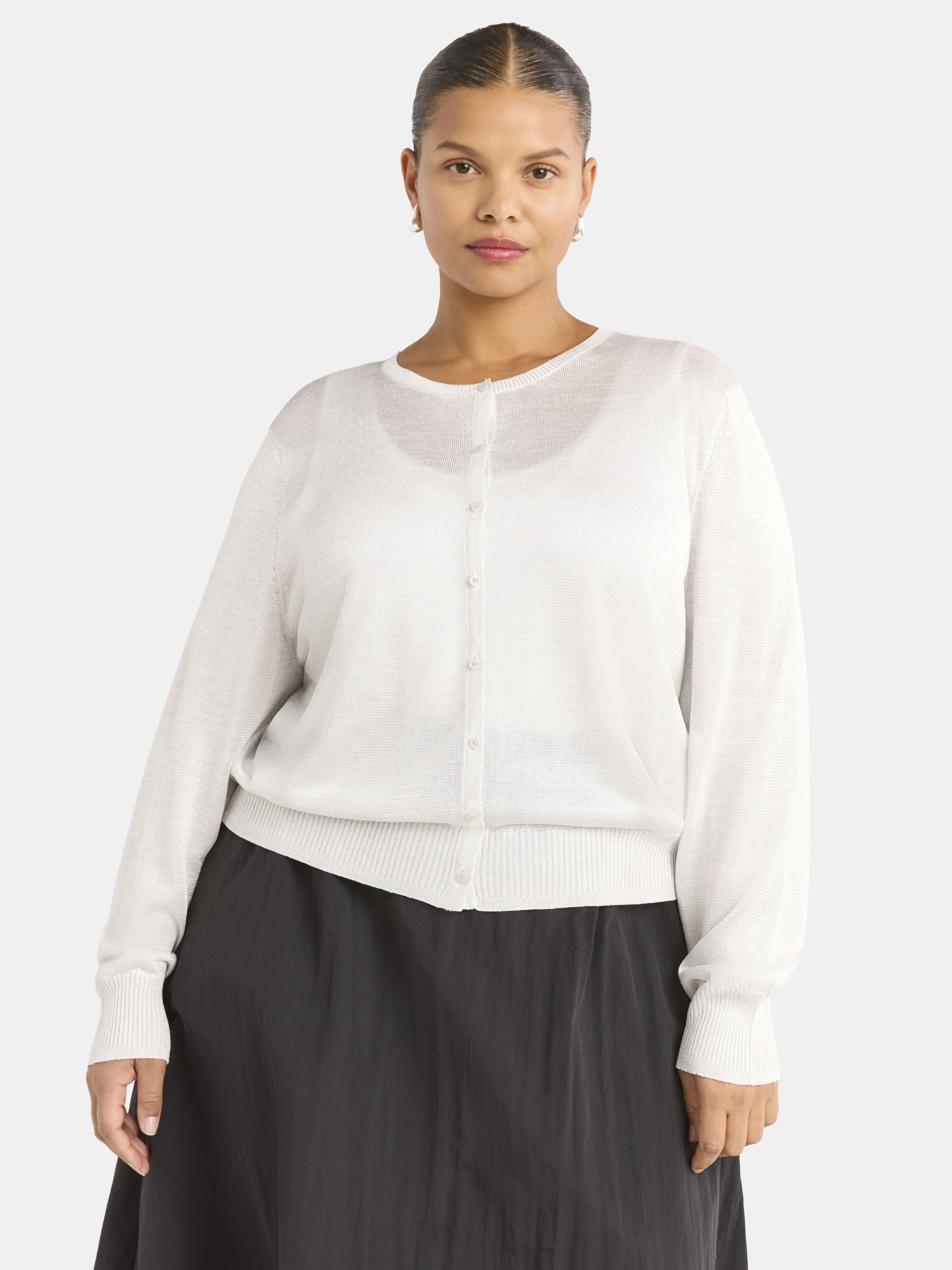 Scoop Woman's Plus Shrunken Cardigan Sweater, Sizes 1X-4X | Walmart (US)