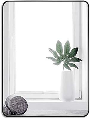 LOIGYUR Wall Mirror for Bathroom,24x36 Inch Wall Mounted Mirror with Black Metal Frame & Rounded ... | Amazon (US)