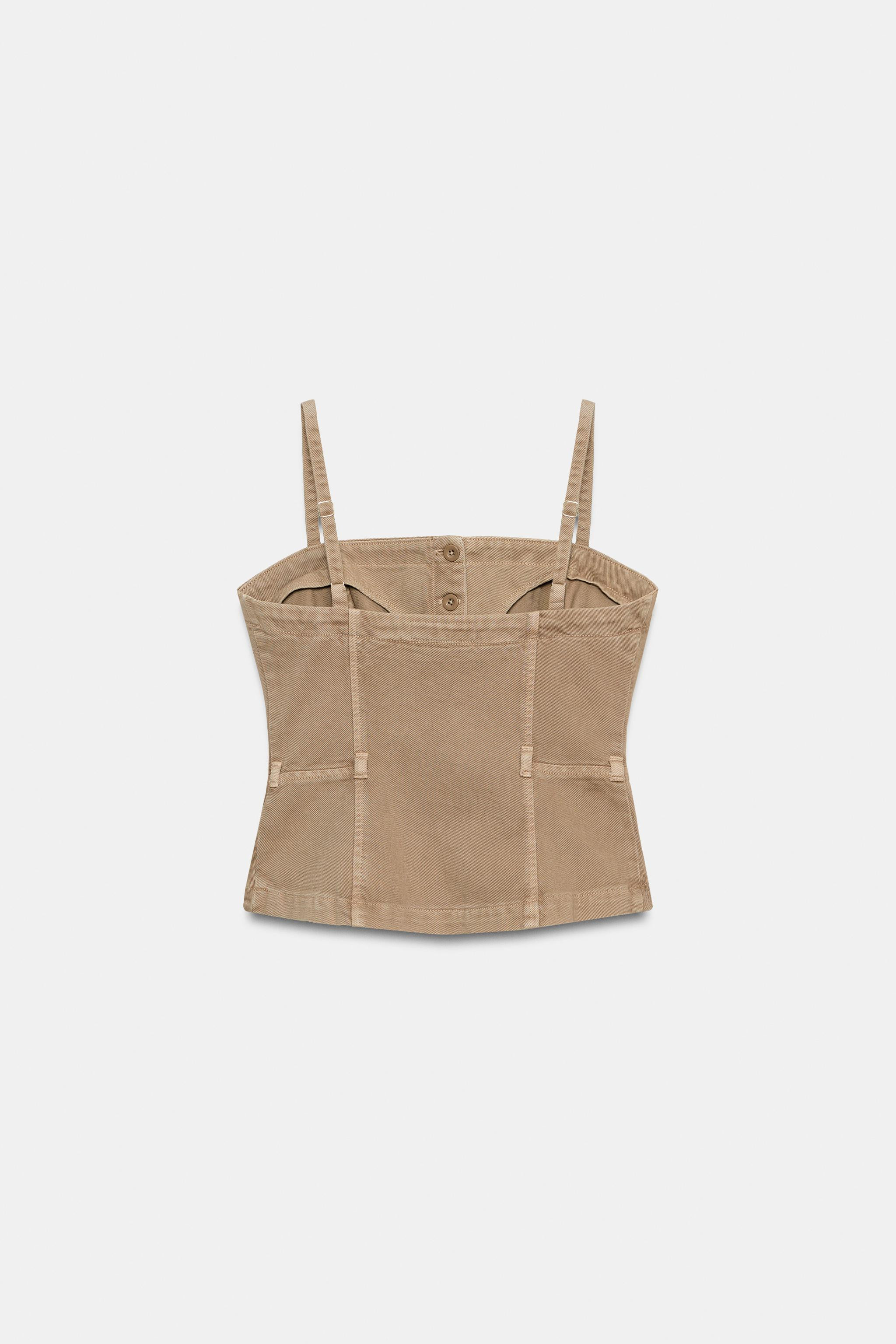 Z1975 DENIM STRAPPY CROP TOP | Zara US