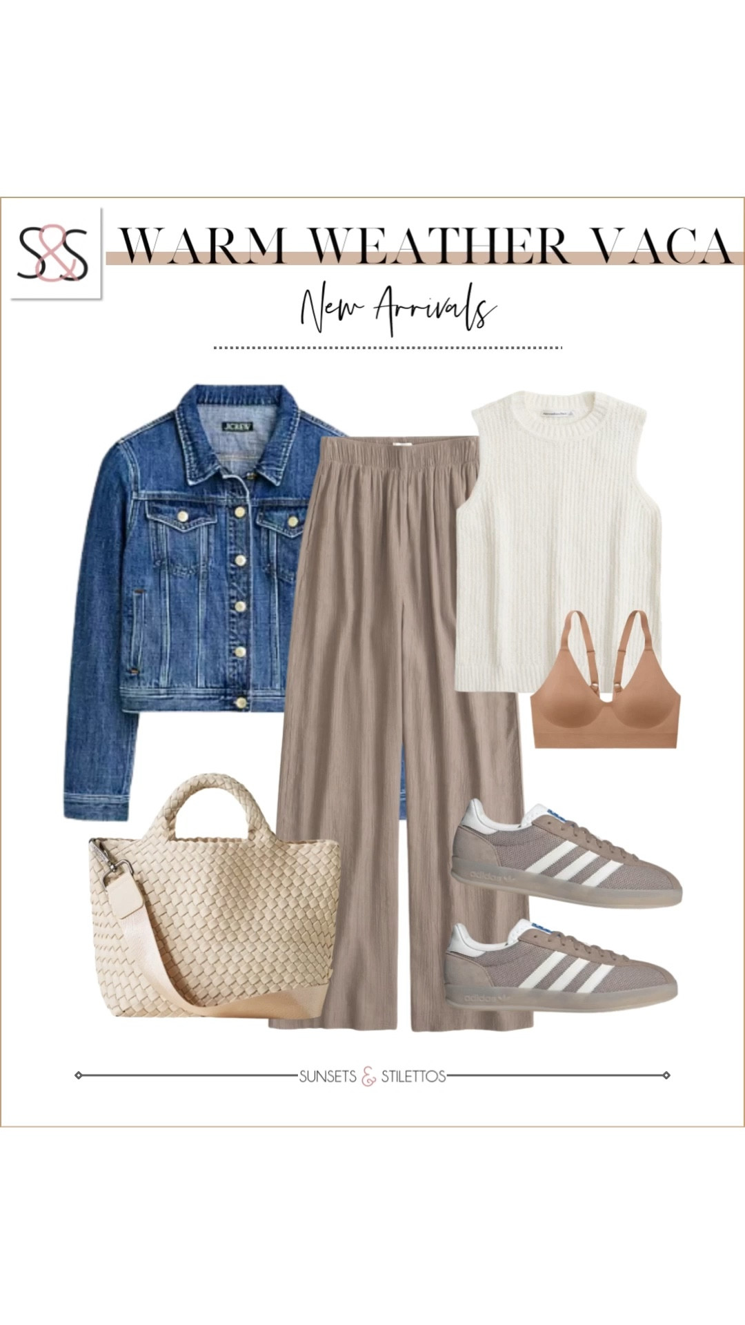 These wide leg pants with a vest and a denim jean jacket are great for Spring! Also loving these amazing sneakers - even for work!

Sunsets and Stilettos, workwear, adidas sneakers 

#LTKSpringSale #LTKOver40 #LTKTravel