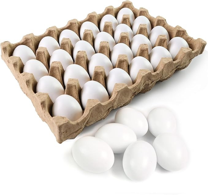 SallyFashion 24 PCS White Wooden Eggs Easter Eggs for Children, DIY Game, Kitchen Craft Adornment... | Amazon (US)
