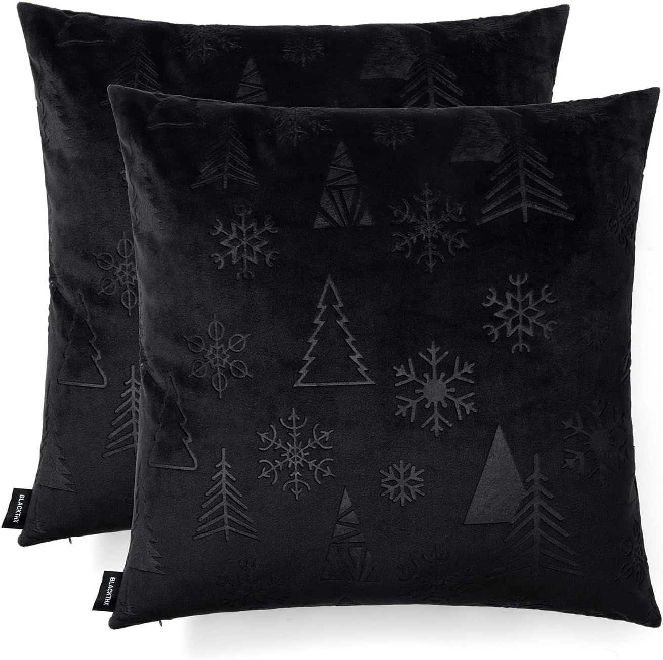BLACKTHX Set of 2 Christmas Pillow Covers, Black Velvet Pillow Covers for Gothic Home Decorative ... | Amazon (US)