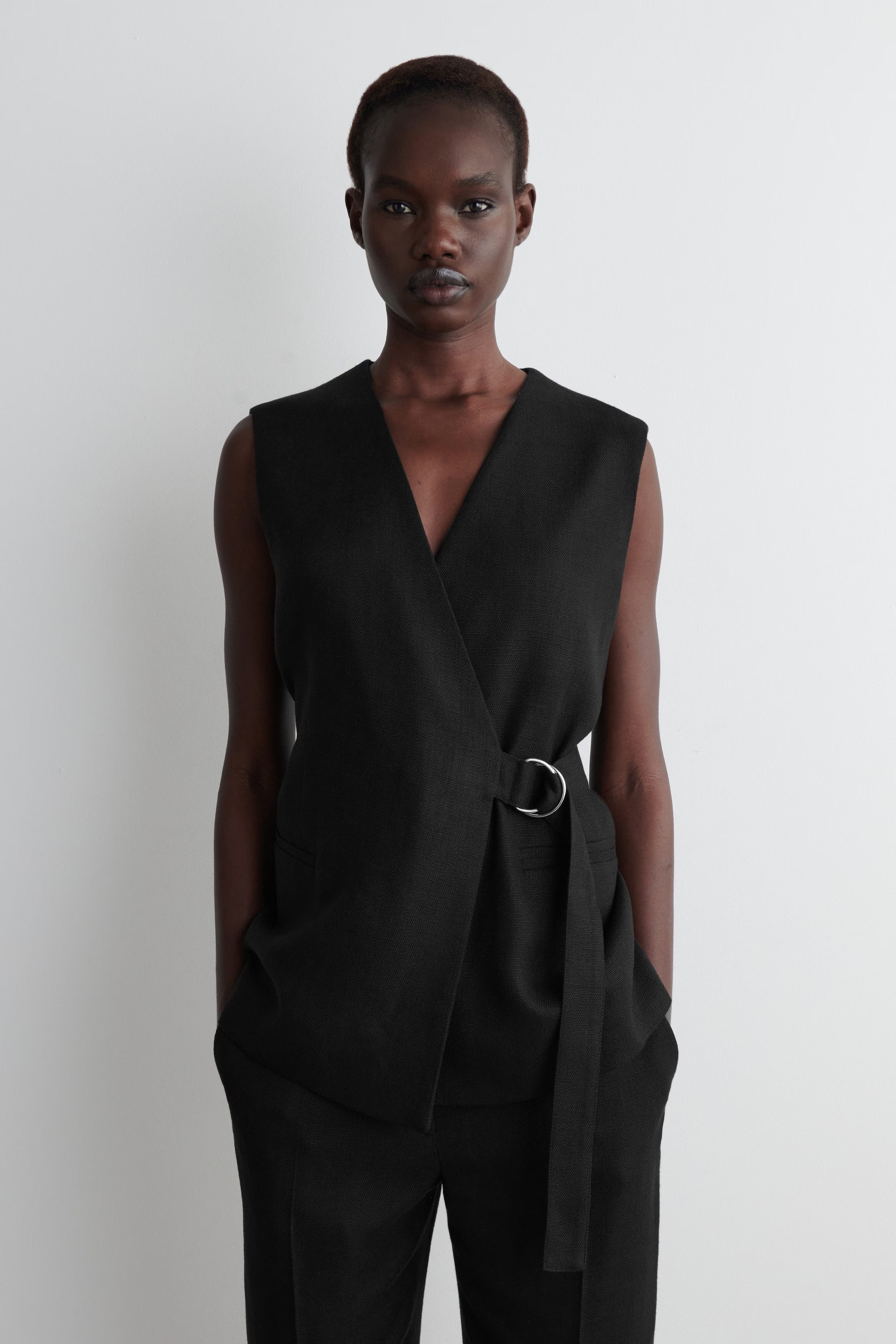 BELTED WRAP-FRONT VEST - BLACK | COS | COS (EU)