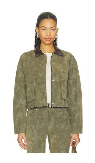 Hudson Jeans Faux Suede Chore Jacket in Dark Green. - size S | Revolve Clothing (Global)
