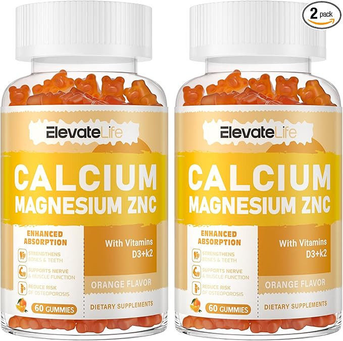 Calcium Magnesium Zinc Gummies with Vitamin D3 & K2 - High Potency Enhanced Absorption -120 Orang... | Amazon (US)