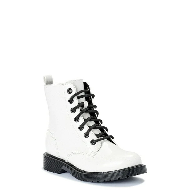 Wonder Nation Little & Big Girl Patent Lace-up Fashion Moto Boot | Walmart (US)