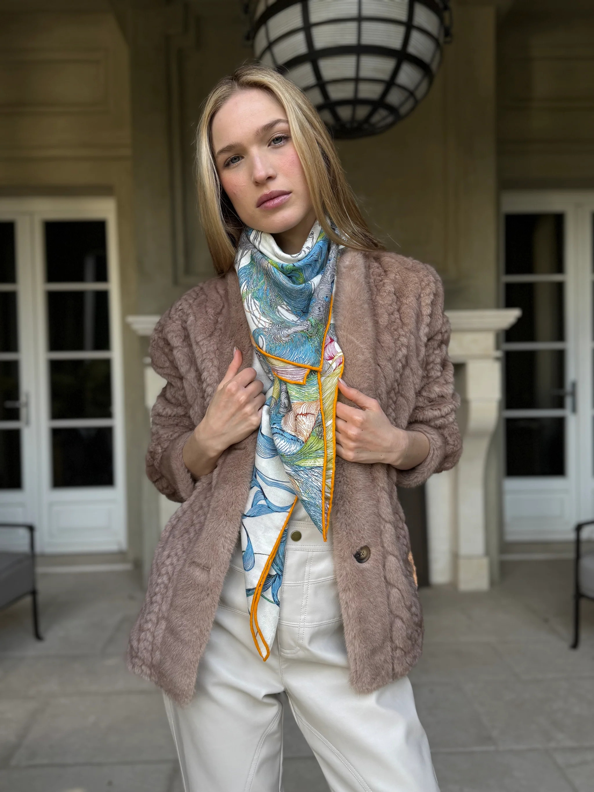 Hollis Braided Texture Long Sleeve Faux Fur Coat | Benaar La